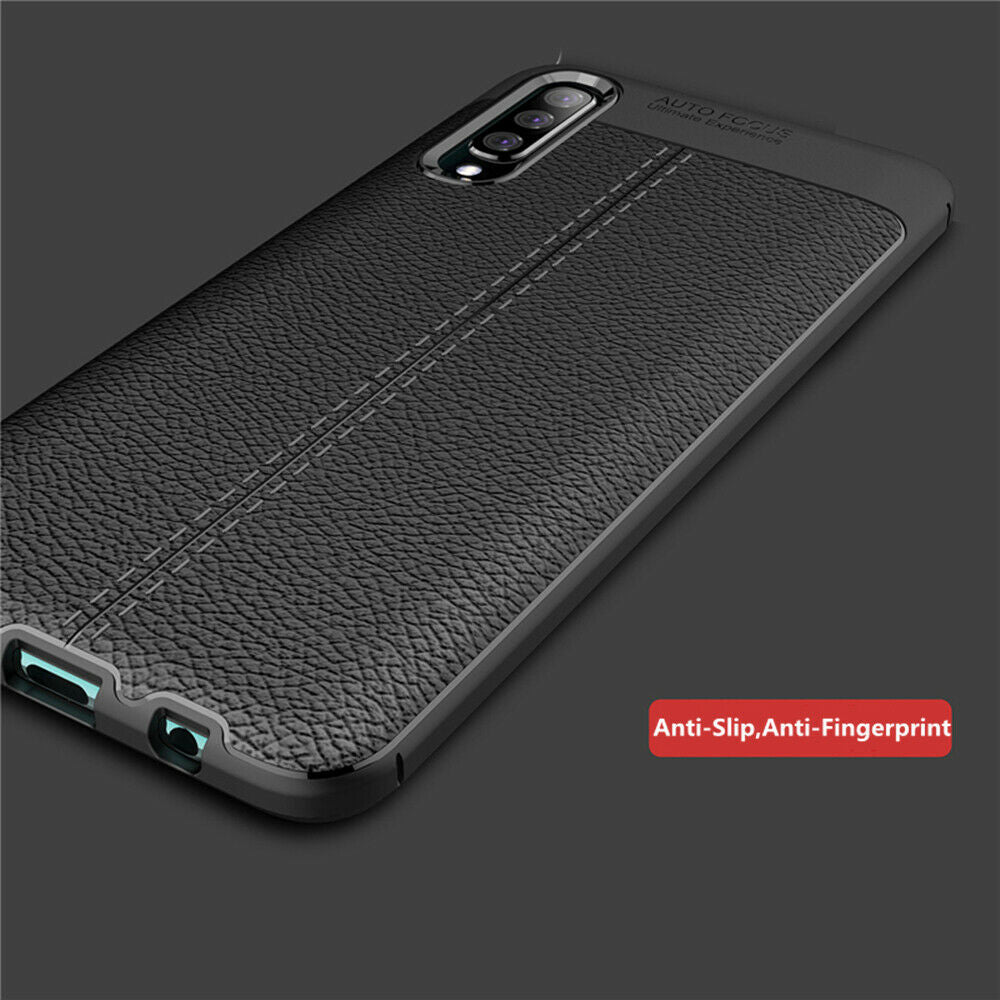 For Samsung A30 Luxury Ultra Slim Leather Rubber Shockproof Case Cover