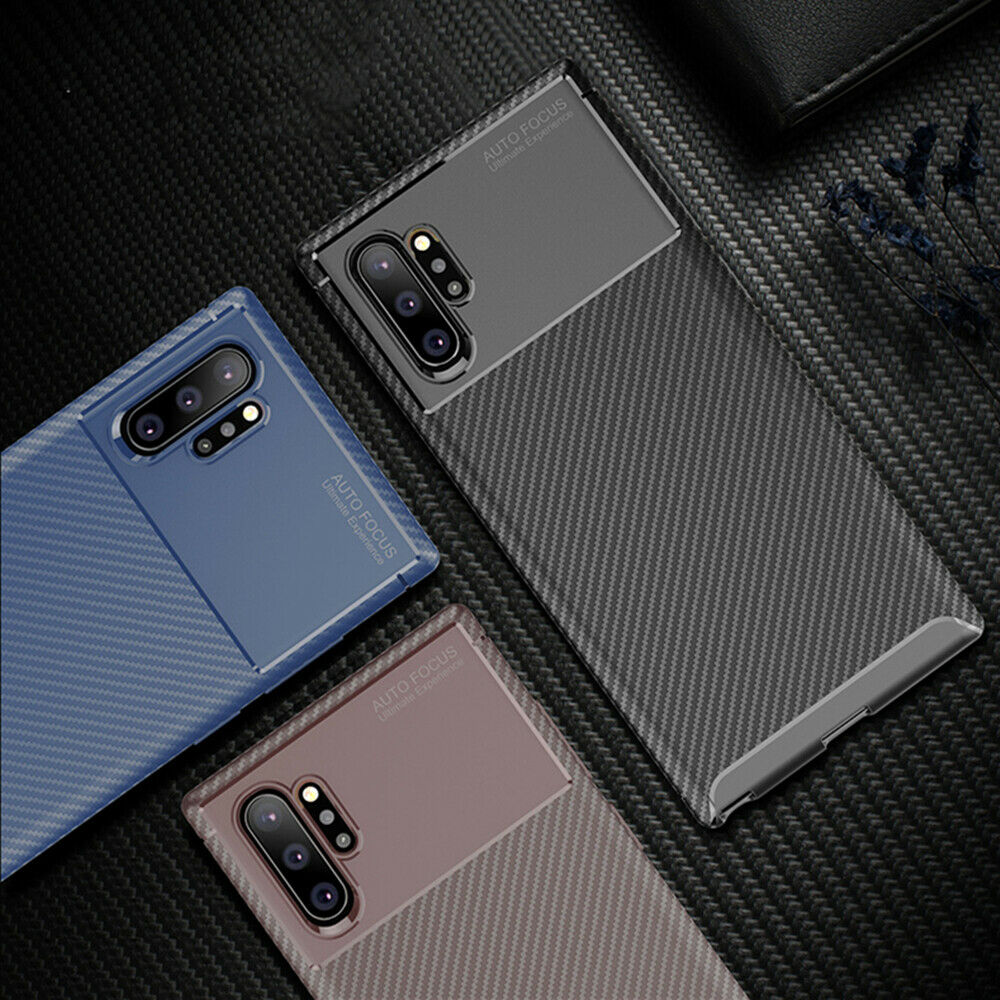 For Samsung Galaxy Note 10 Plus Carbon Fiber Rubber Case TPU Slim Matte Cover