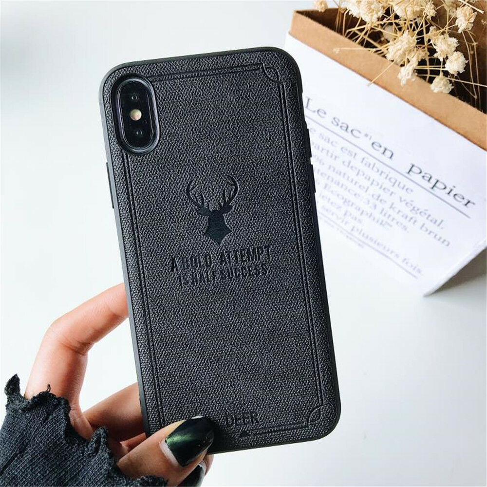 iPhone XR Cloth Case Deer Soft TPU Silicon Slim Back Cover