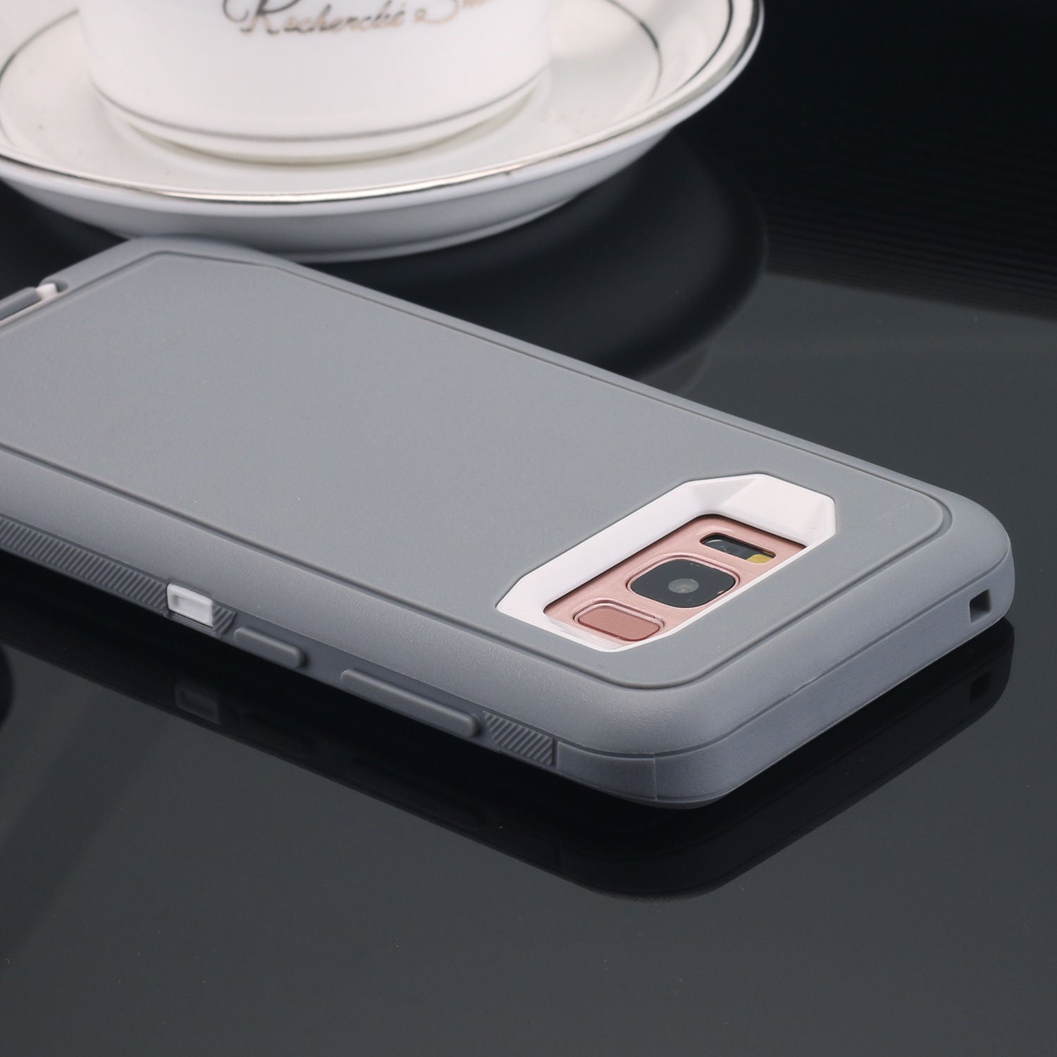 Samsung Galaxy S10 Case Shockproof Hybrid Rubber Armor Rugged Cover-Gray White