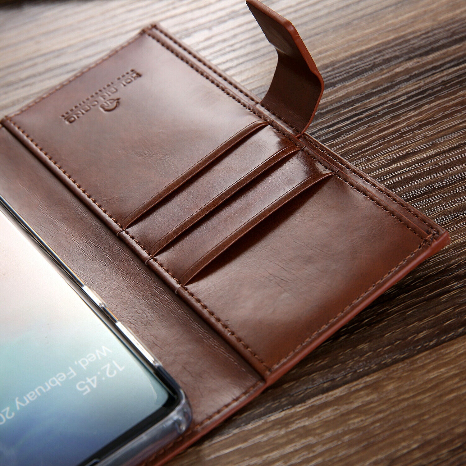 Samsung Galaxy S10 Plus Zipper Leather Wallet Card Magnetic Case Cover-Brown