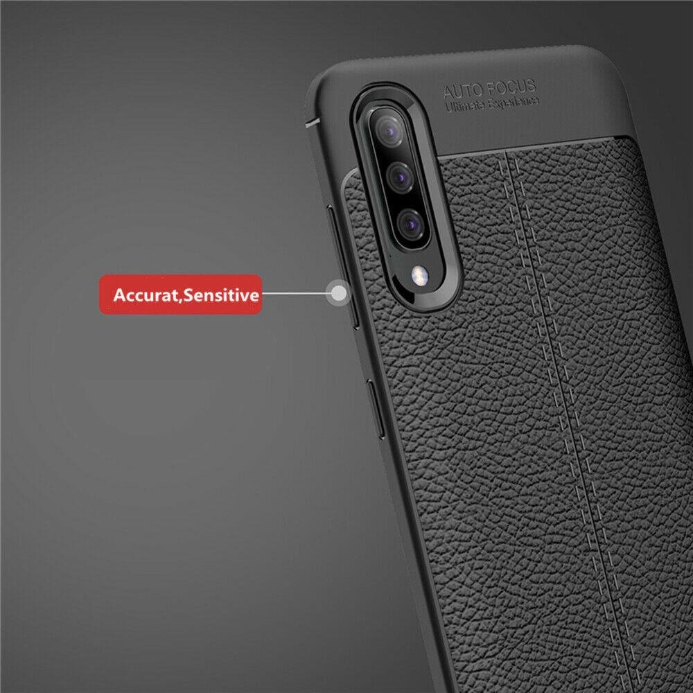For Samsung A30 Luxury Ultra Slim Leather Rubber Shockproof Case Cover