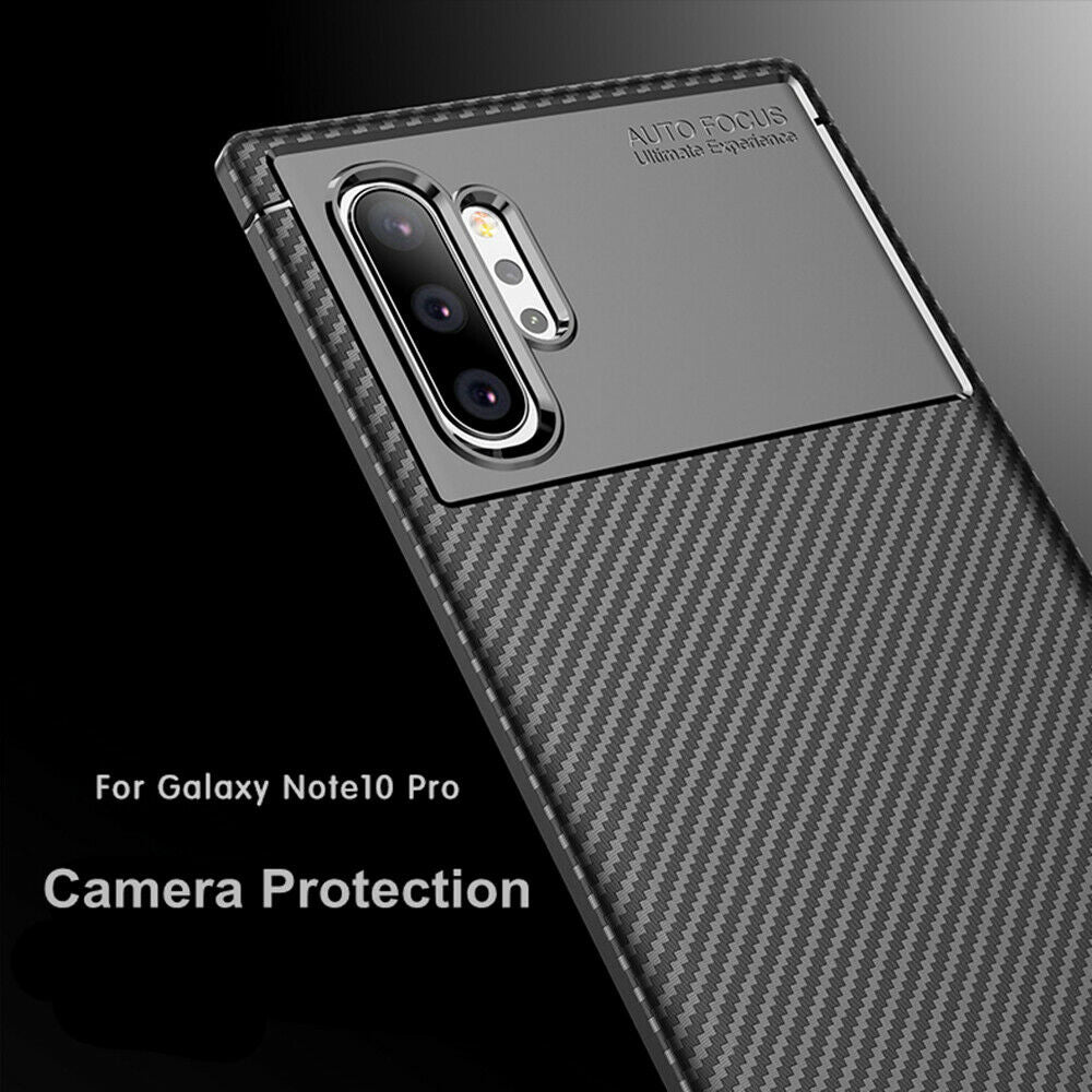 For Samsung Galaxy Note 10 Plus 5G Carbon Fiber Rubber Case TPU Slim Matte Cover