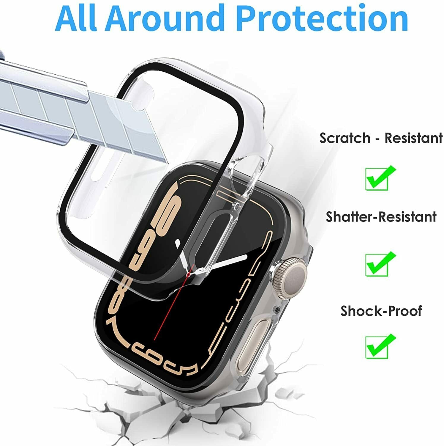 2X For Apple Watch 8 Glass Case Cover Screen Protector