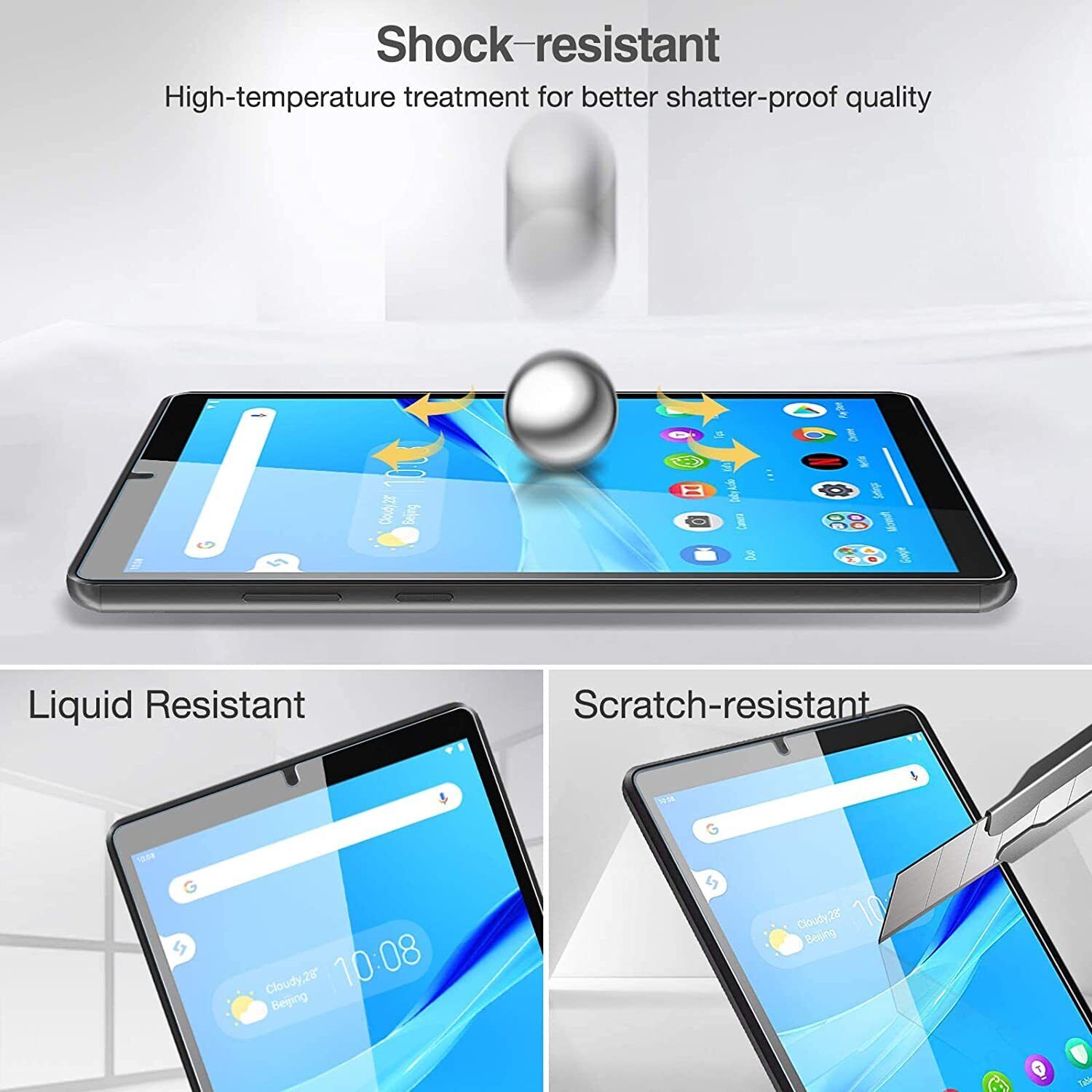 For Lenovo Tab M8 HD LTE M7 3rd Gen Full Cover Tempered Glass Screen Protector