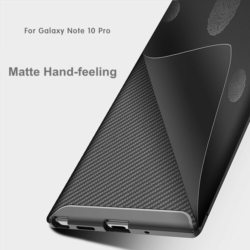 For Samsung Galaxy Note 10 Carbon Fiber Rubber Case TPU Slim Matte Cover
