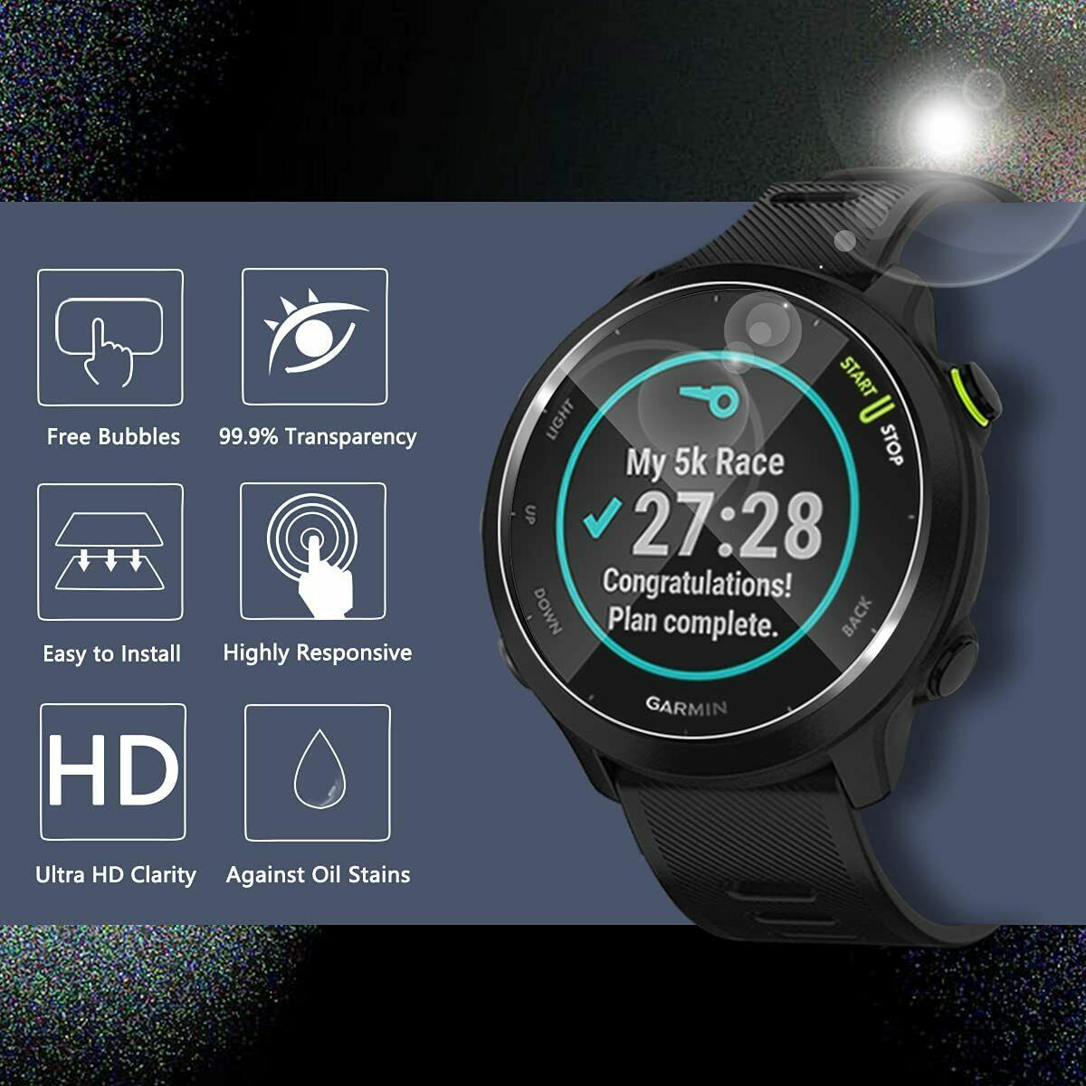 3X For Garmin Forerunner 955 Solar 255S/Music 255/Music Tempered Glass Screen Protector