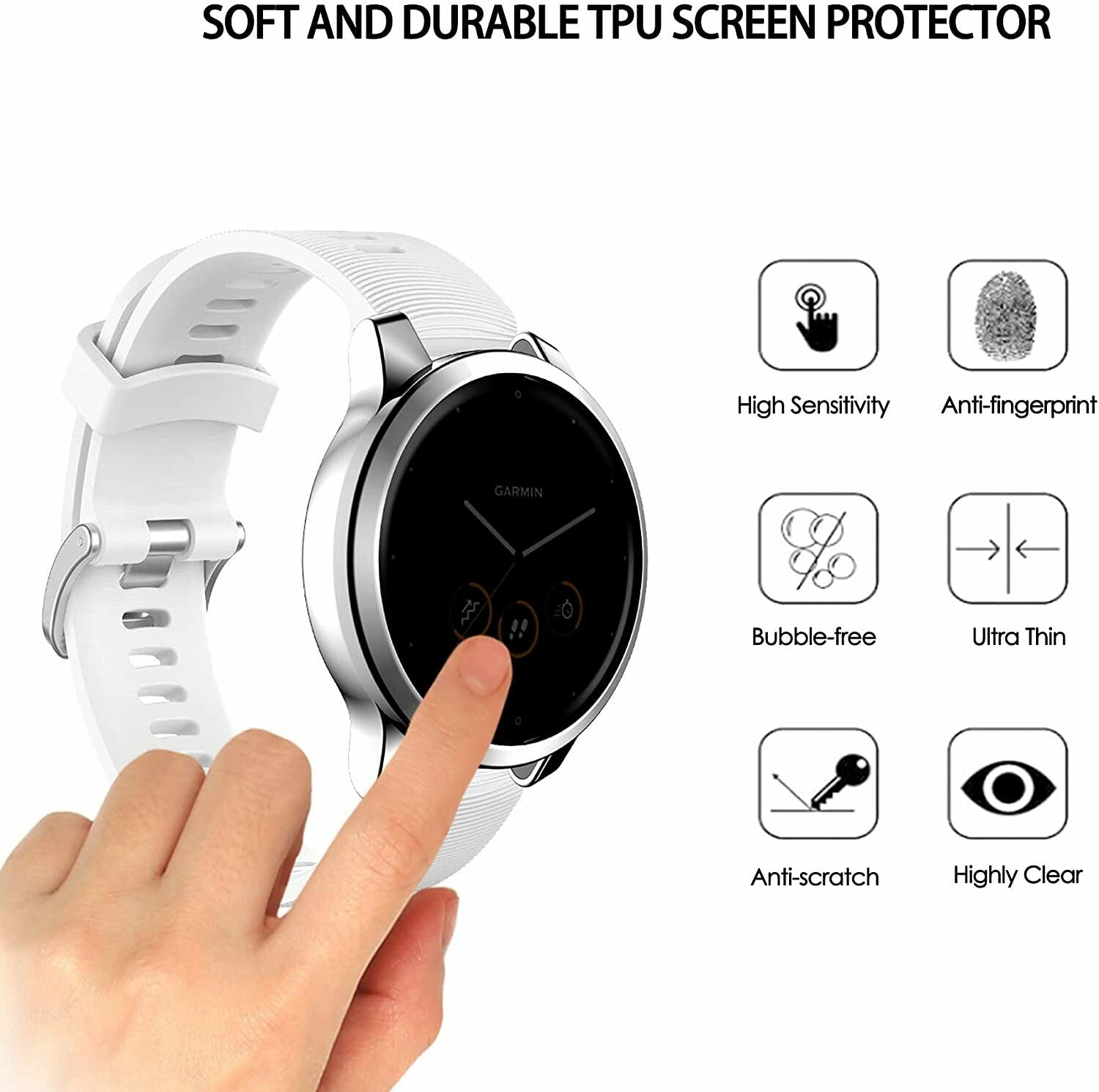 For Garmin Venu 2 2S Vivoactive 4 4S TPU Full Case Cover Screen Protector Cable