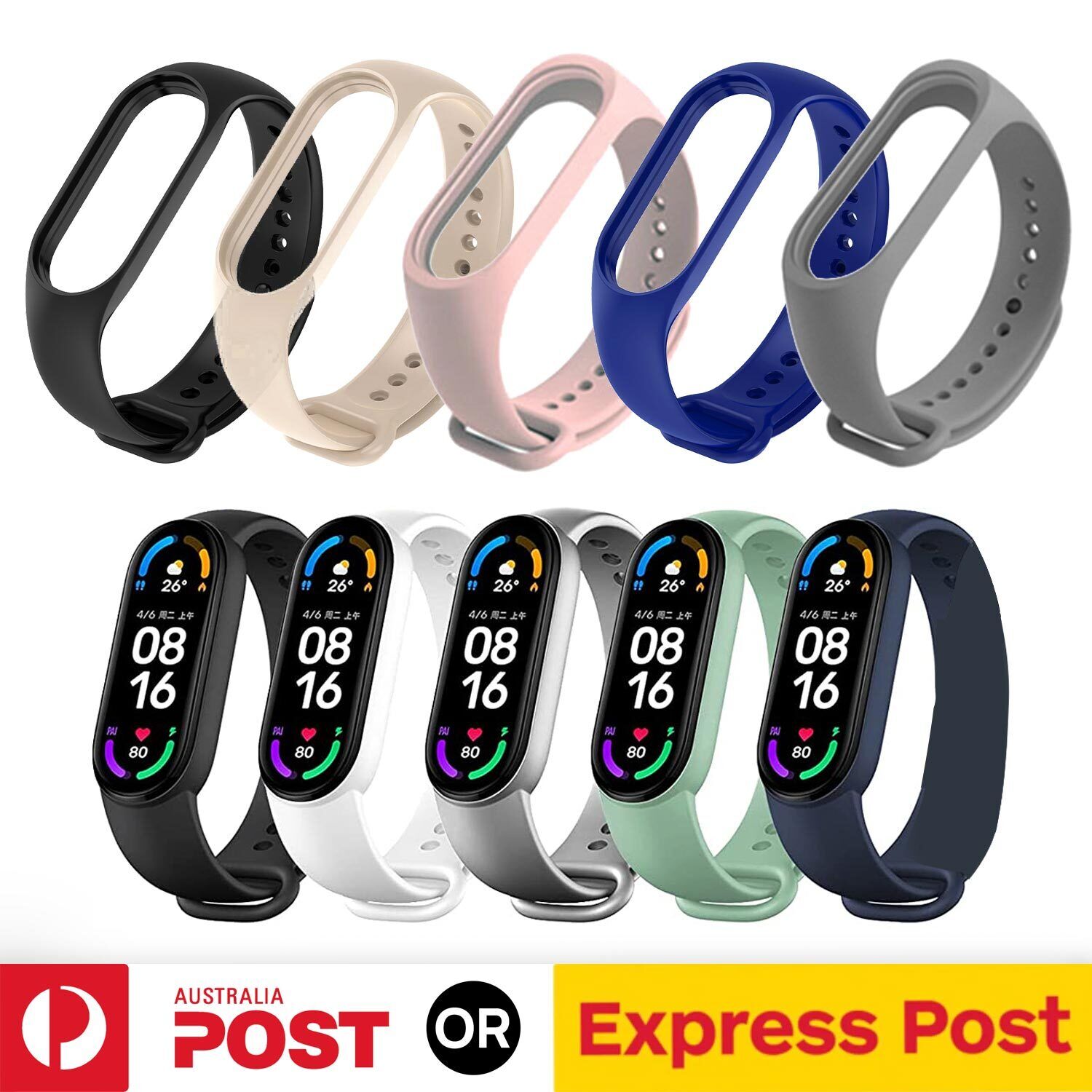 For Xiaomi Mi Band 6/5 Watch Band Strap Replacement Silicone Wrist Watchband