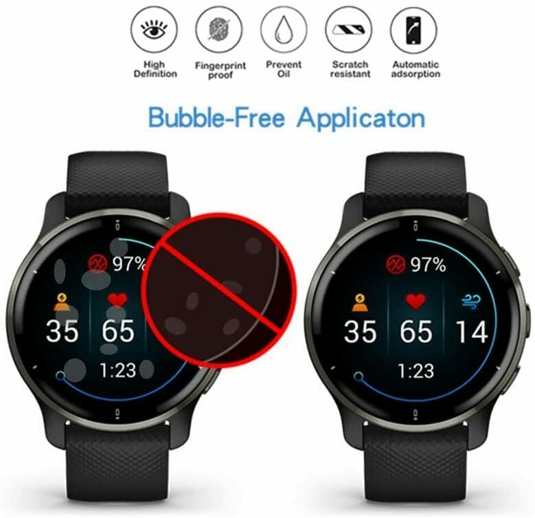 3X For Garmin Venu 2 Plus Screen Protector Full Coverage Smartwatch TPU Guard