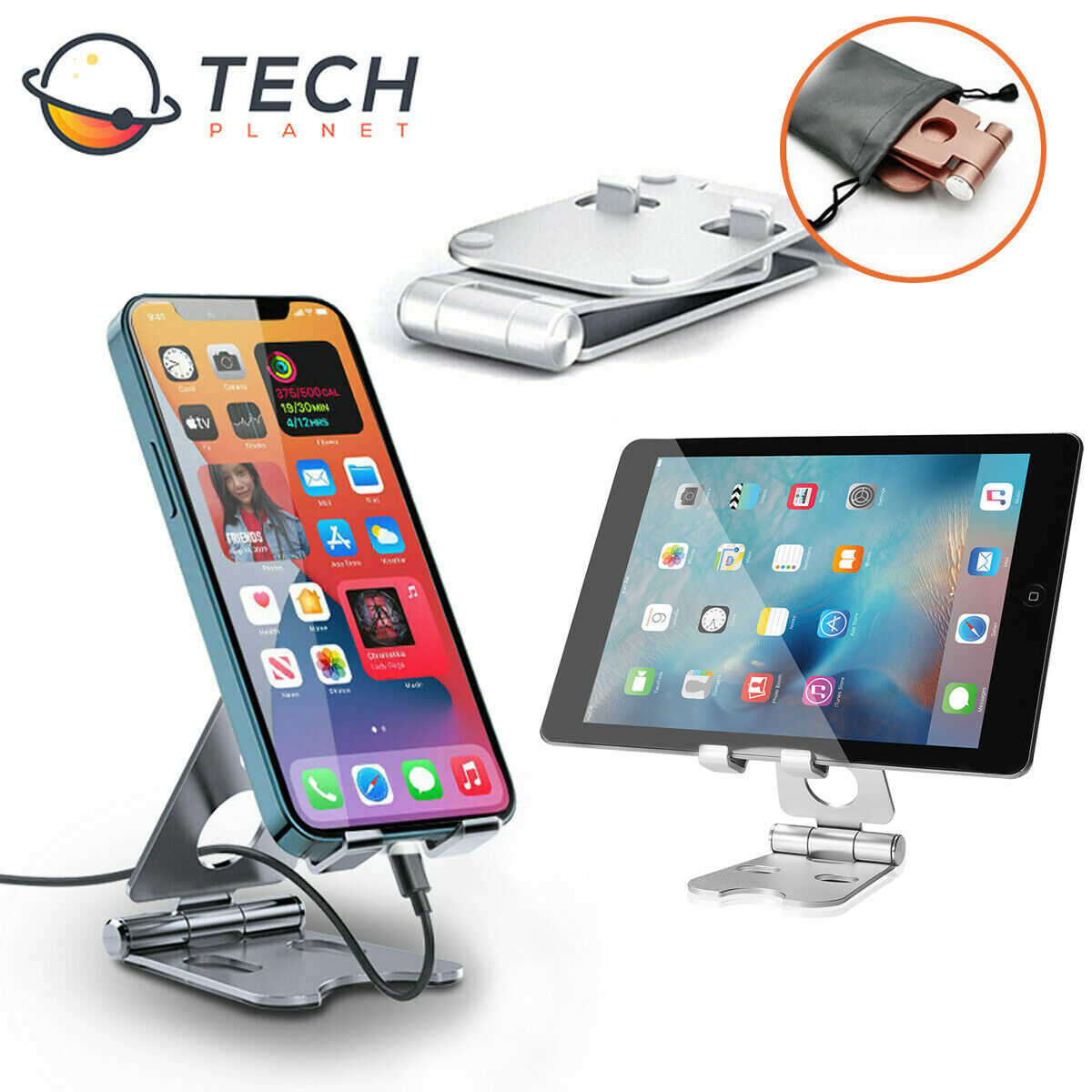 Adjustable Phone Tablet Desktop Stand Desk Holder Mount Cradle For iPhone iPad