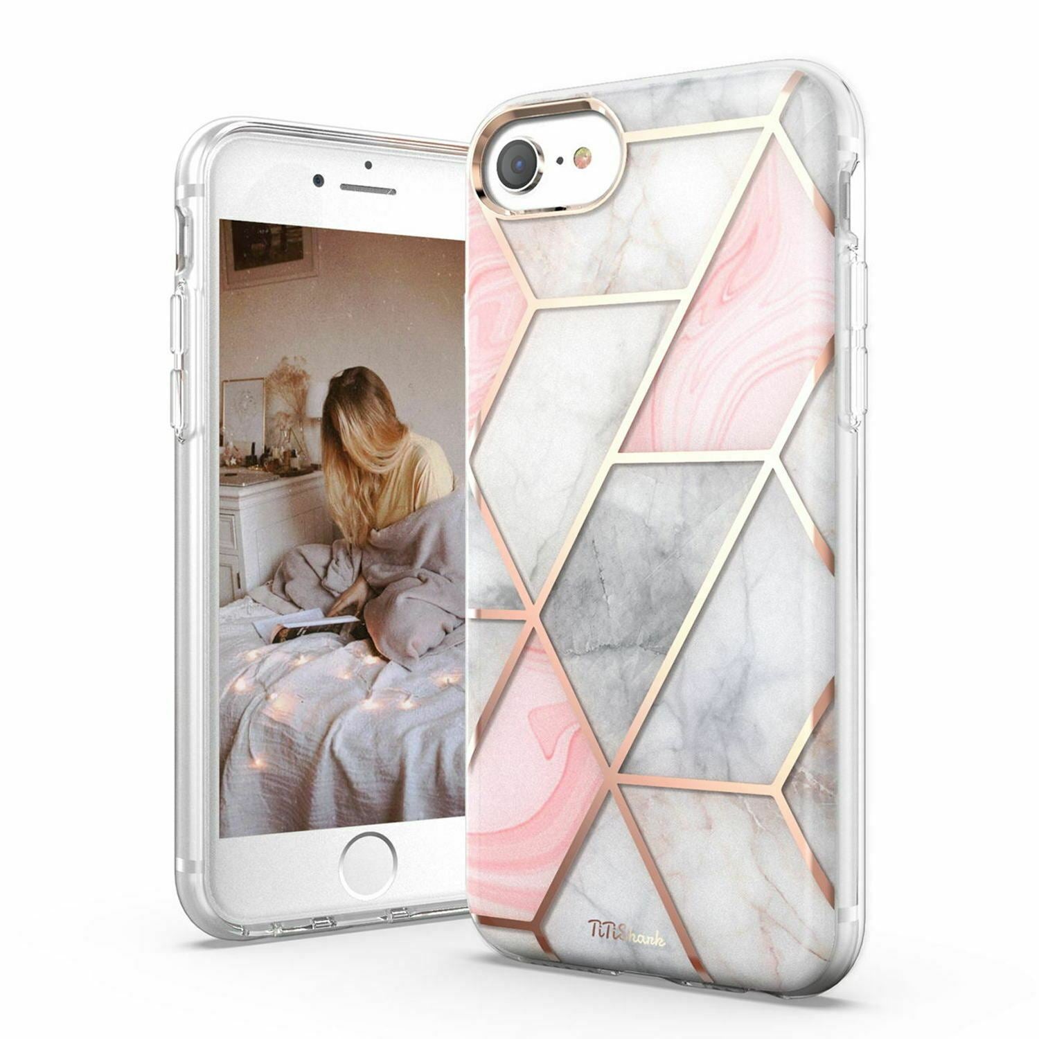 TiTiShark For iPhone 6/6s/7/8 Case Clear Marble Fashion Shockproof Cover