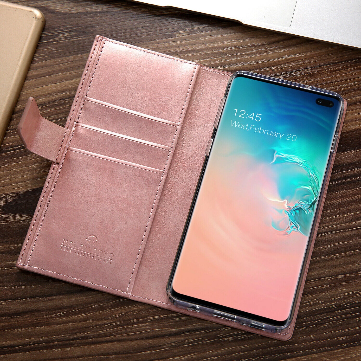 Samsung Galaxy S10 Zipper Leather Wallet Card Magnetic Case Cover-Black