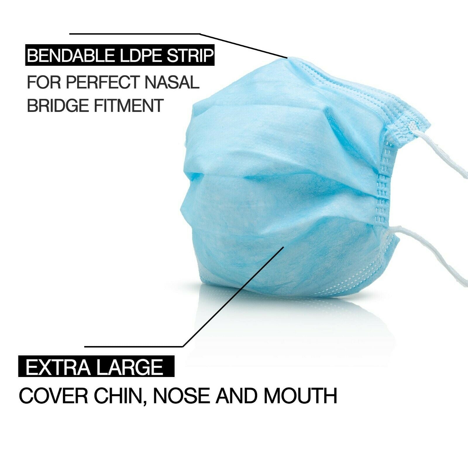 50 Pcs Disposable 3-Ply Face Mask Protective Meltblown AU for General Use