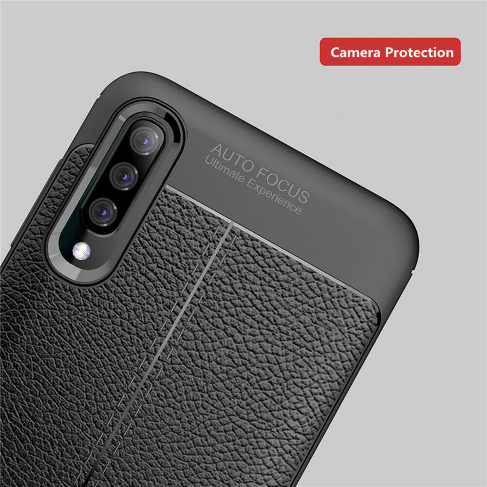 For Samsung A30 Luxury Ultra Slim Leather Rubber Shockproof Case Cover