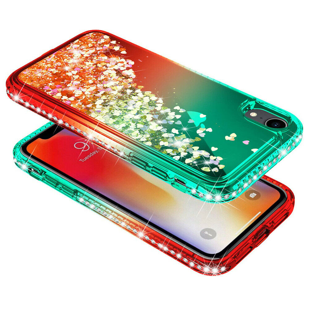 Bling Dynamic Glitter Moving Quicksand Liquid Case Cover For iPhone Xs