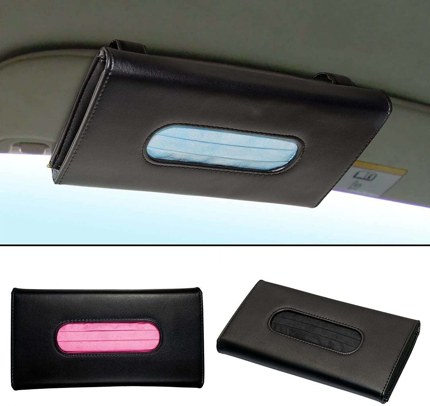 Car Mask Box Sun Visor Napkin Holder Backseat Tissue Purse Case Hanging Cover