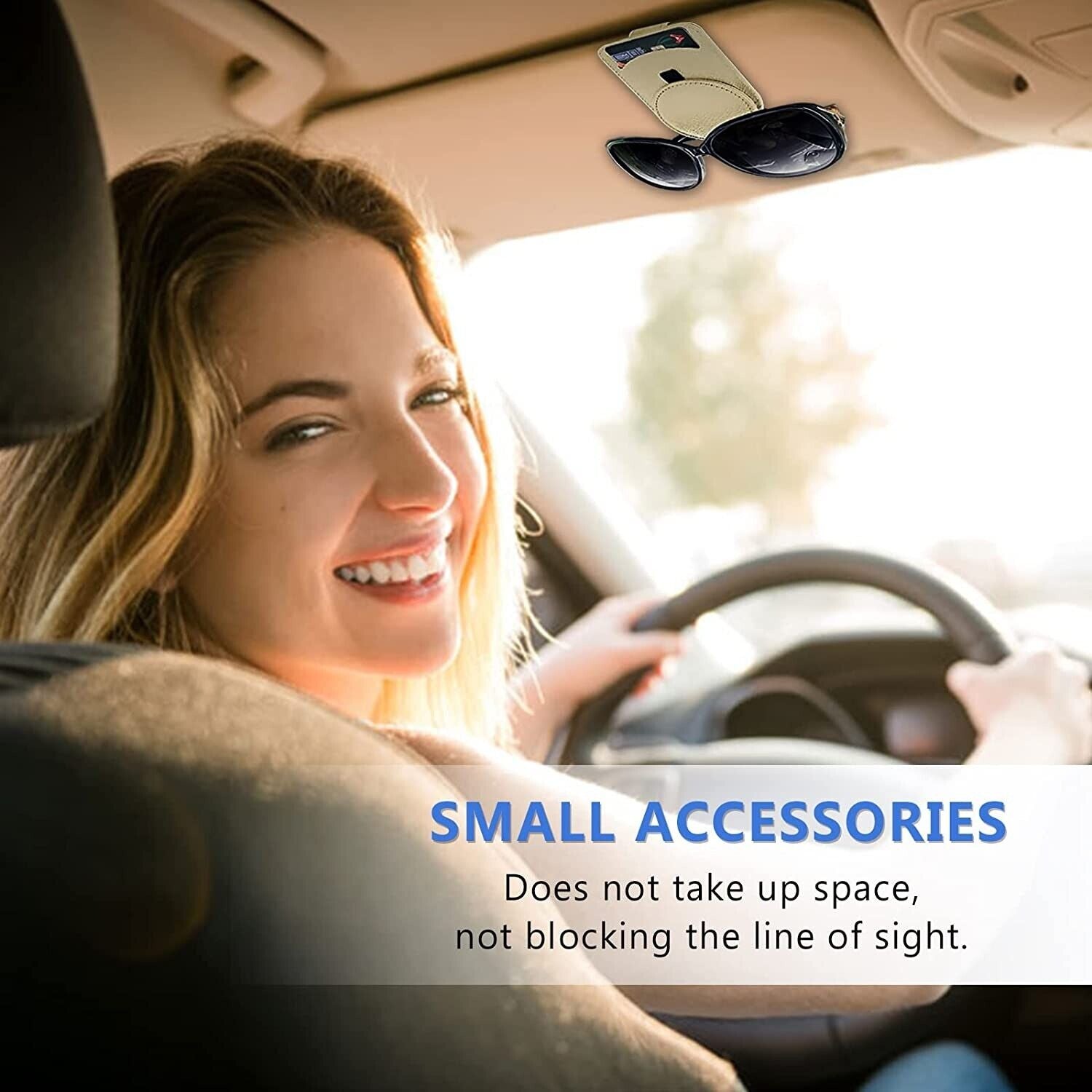 PU Leather Car Sunglasses Holder Eye Glasses Ticket Card Clip Holder Organizer