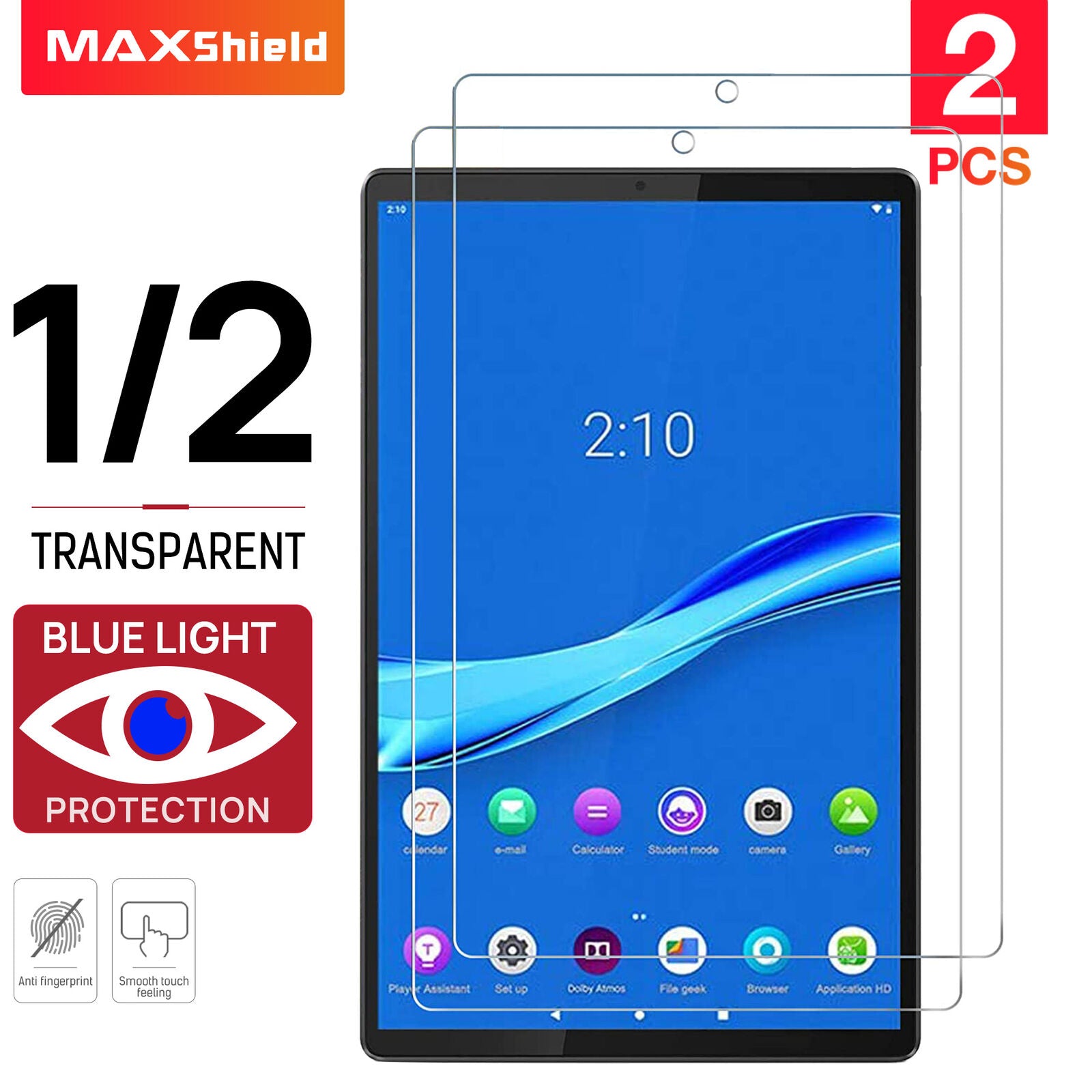 2X For Lenovo Tab M10 HD FHD Plus TB-X606F/X Tempered Glass Screen Protector Flim
