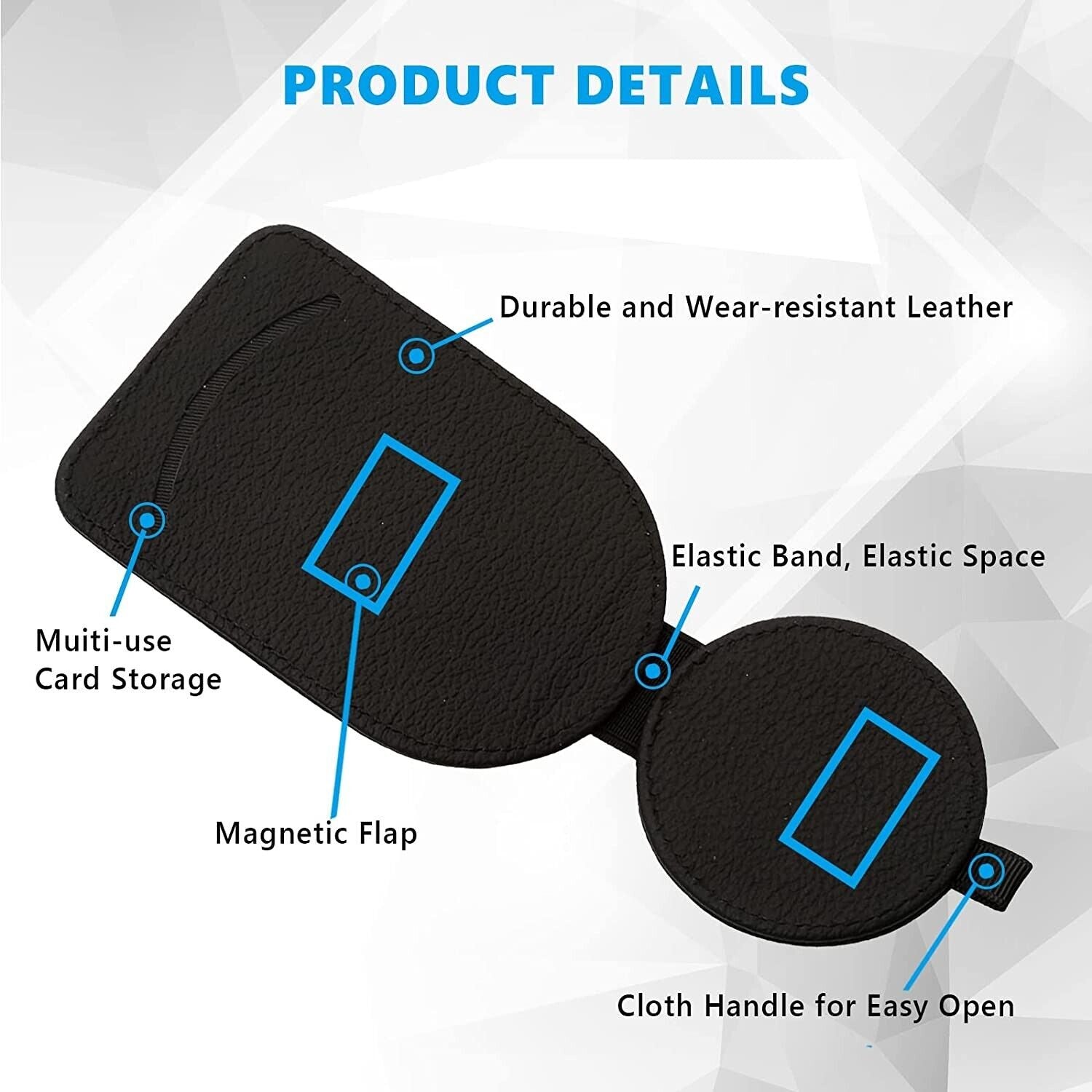 PU Leather Car Sunglasses Holder Eye Glasses Ticket Card Clip Holder Organizer