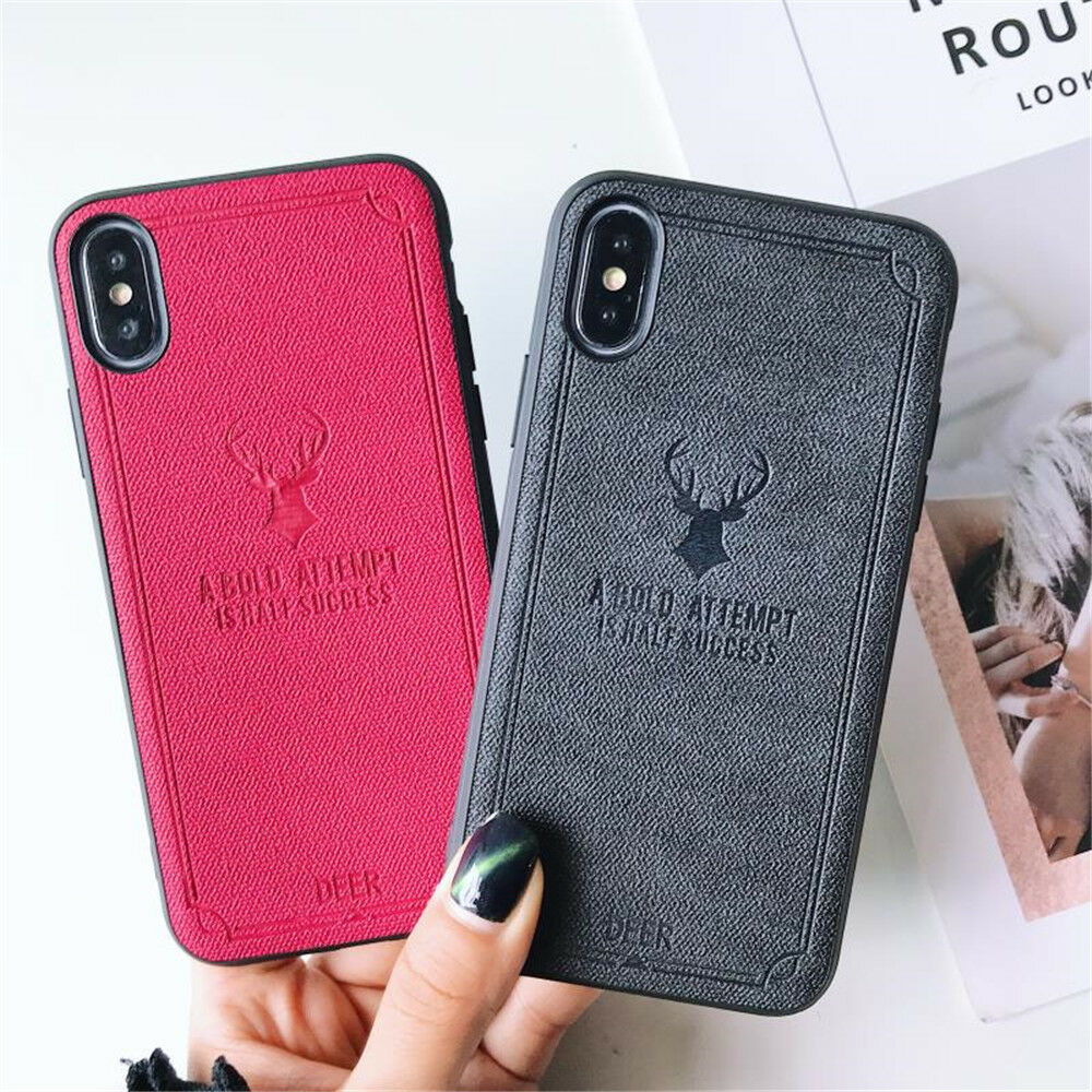 iPhone XR Cloth Case Deer Soft TPU Silicon Slim Back Cover