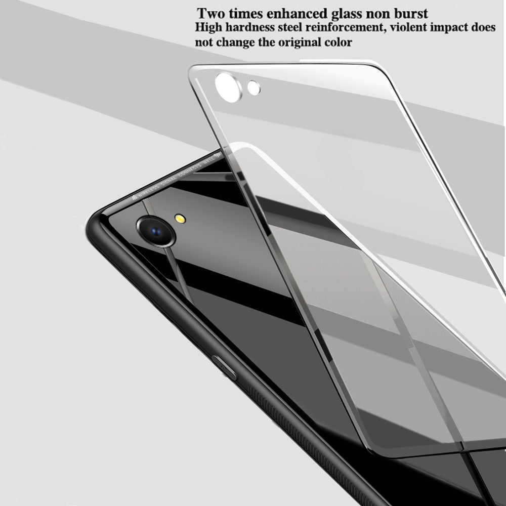 For OPPO AX5 Slim Case Cover Back Tempered Glass-Black/Red/Pink/White