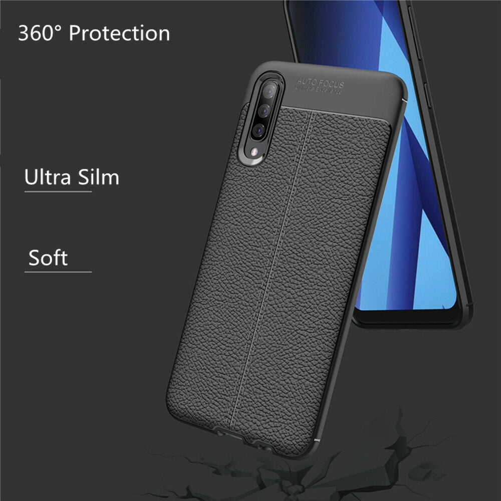 For Samsung A30 Luxury Ultra Slim Leather Rubber Shockproof Case Cover