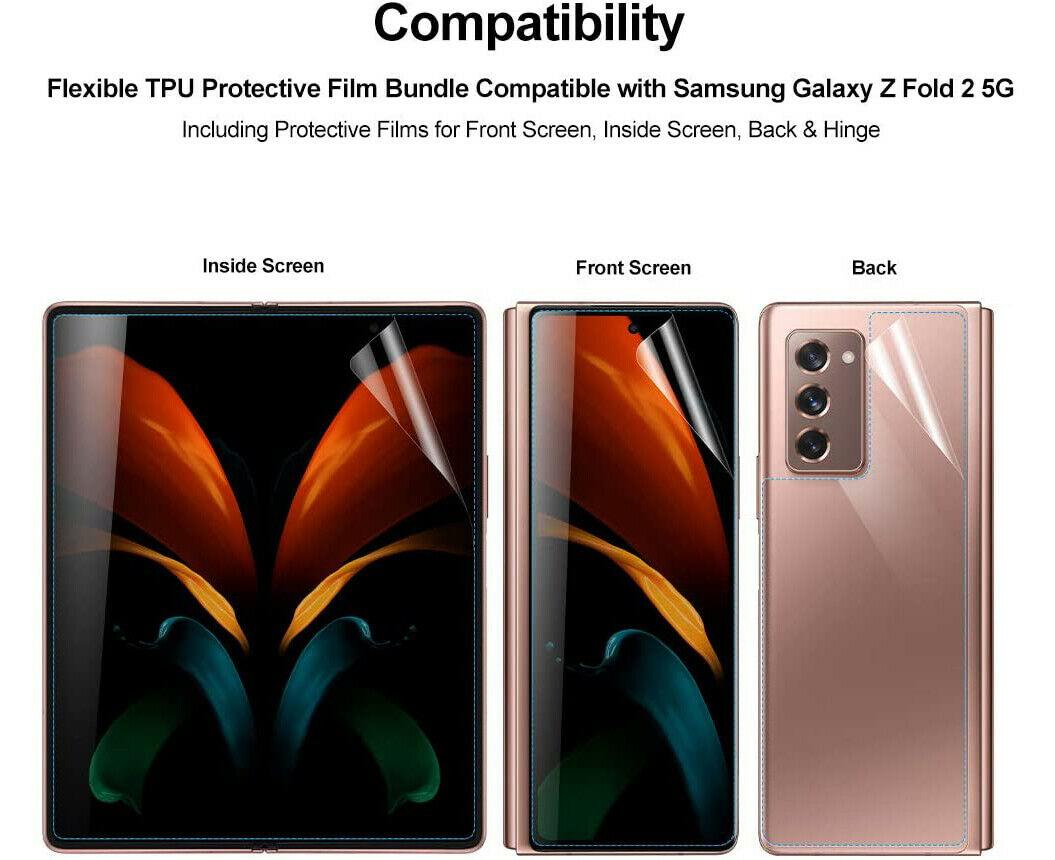 For Samsung Galaxy Z Fold2 5G Screen Protector MAXSHIELD Flexible Full Coverage