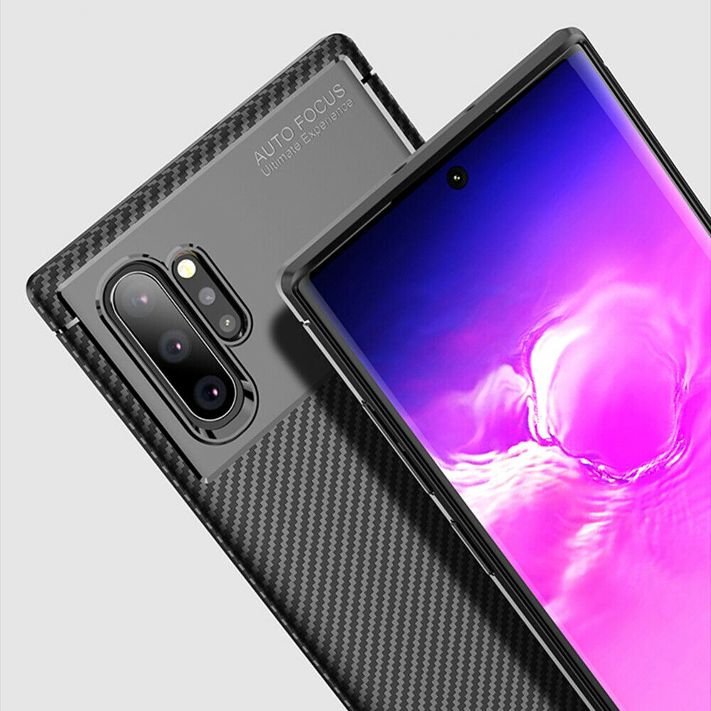 For Samsung Galaxy Note 10 Plus 5G Carbon Fiber Rubber Case TPU Slim Matte Cover