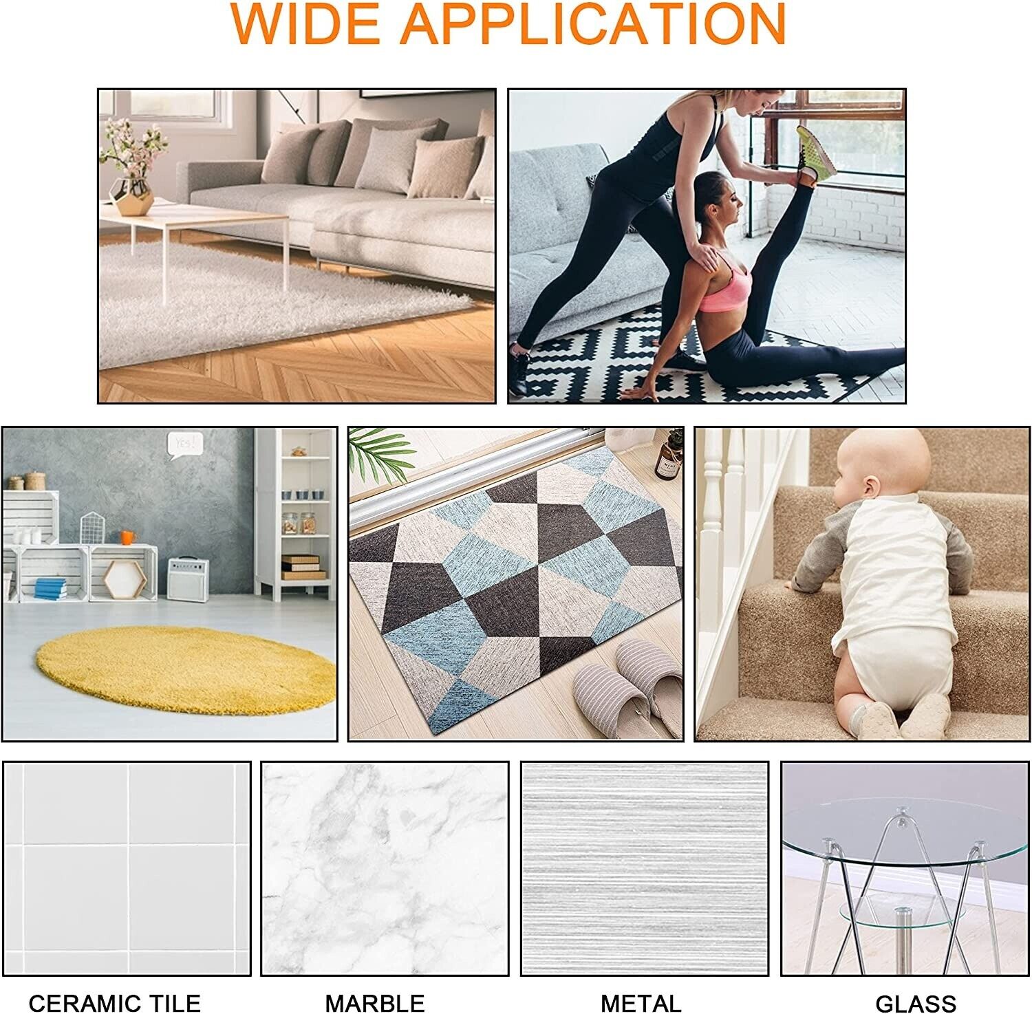 Rug Grippers Reusable Anti Skid Non Slip Washable Grip Floor Carpet NEW