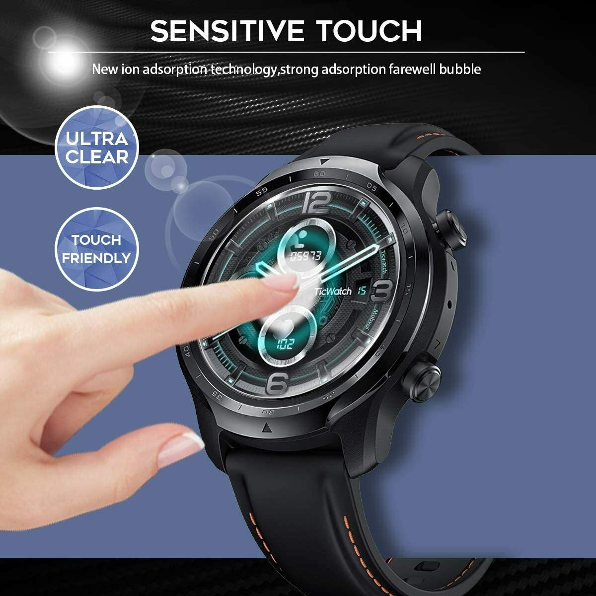 3X Fr TicWatch Pro 3 Ultra GPS 4G LTE Full Cover Tempered Glass Screen Protector
