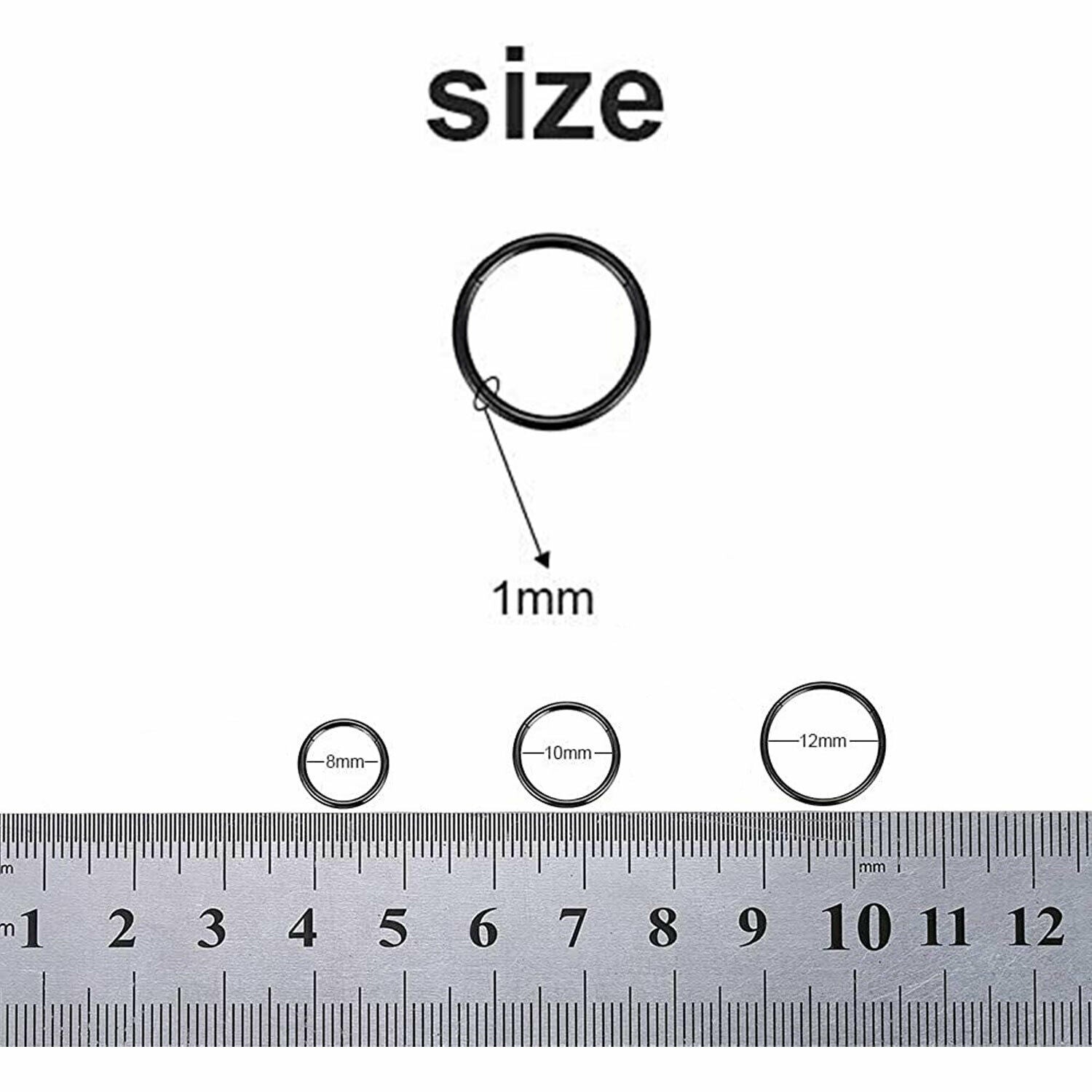 2PS Stainless Steel Segment Hinged Clicker Ear Nose Lip Body Ring Hoop Piercing