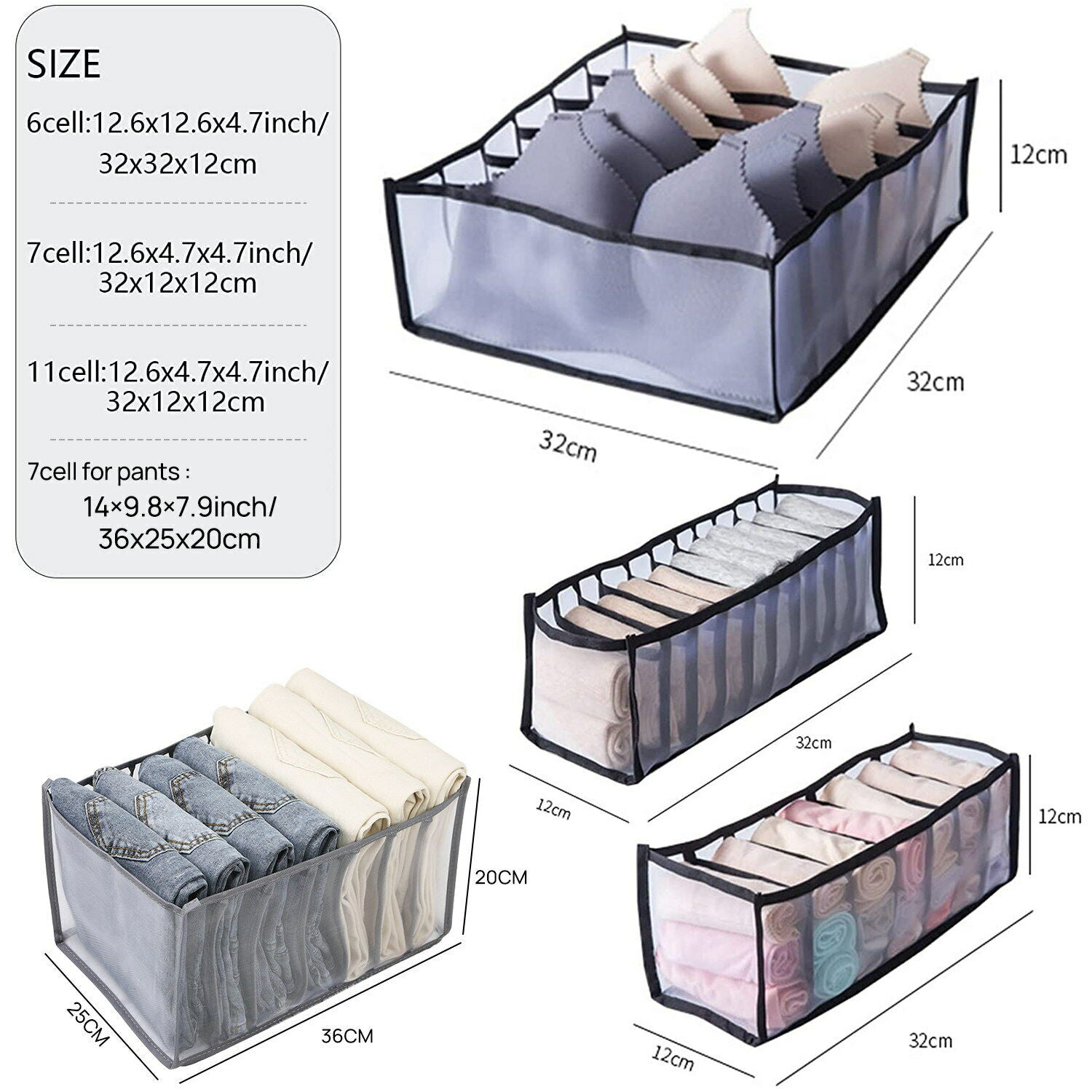 Foldable Drawer Organizer Divider Bra Sock Underwear Storage Closet Wardrobe Box