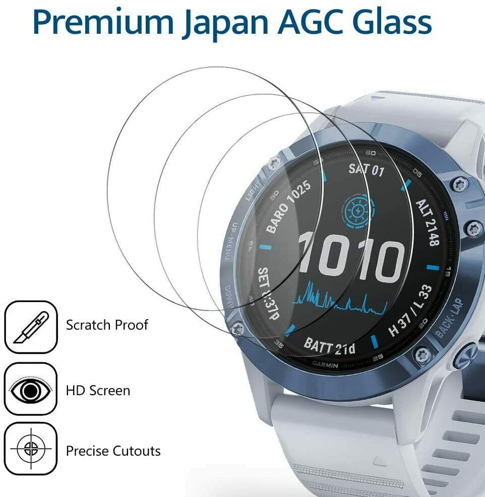 2x For Garmin Fenix 7 7S 7X Solar Sapphire Tempered Glass Screen Protector Cover