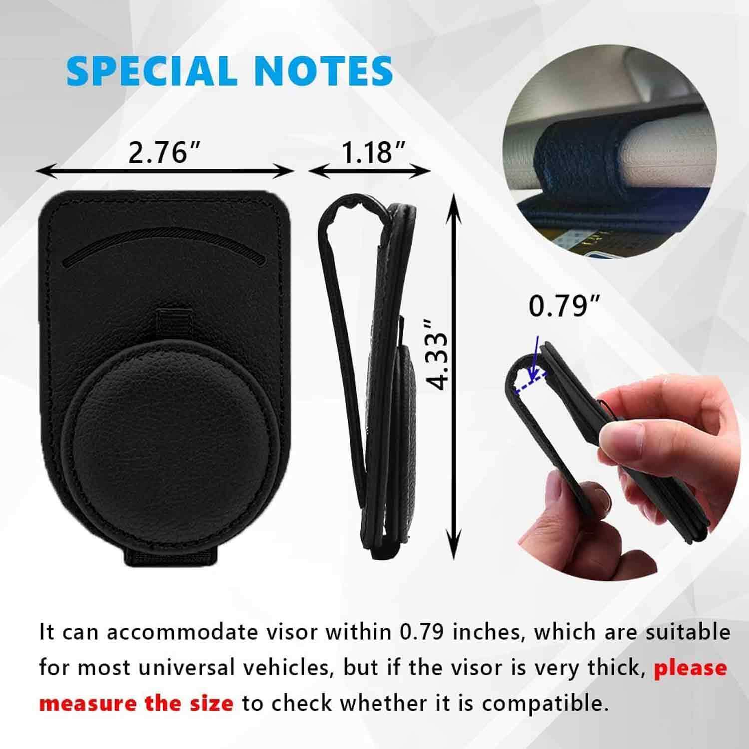 PU Leather Car Sunglasses Holder Eye Glasses Ticket Card Clip Holder Organizer