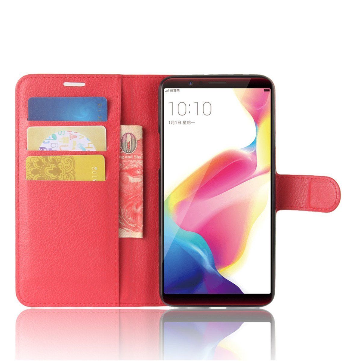 Oppo R11S Premium Leather Wallet Case Cover For Oppo Case-Hot Pink
