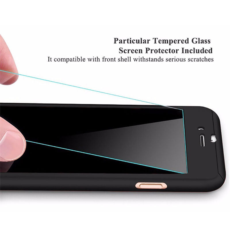 iPhone XR Plus Full Body Shockproof Case Cover + Tempered Glass-RoseGold