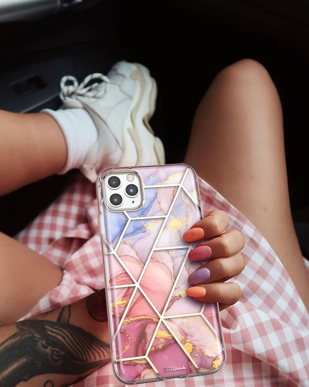 TiTiShark For iPhone 11/Pro/Max Case Clear Marble Shockproof Case