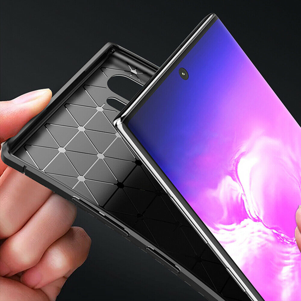 For Samsung Galaxy Note 10 Carbon Fiber Rubber Case TPU Slim Matte Cover