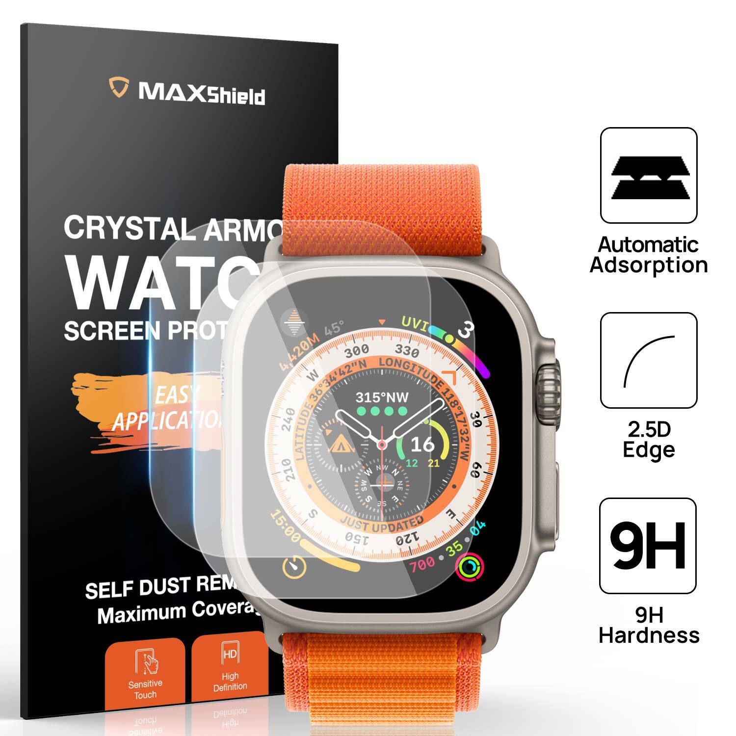 [2 Packs]For Apple Watch Ultra iwatch 49mm Full Coverage Tempered Glass Screen Protector