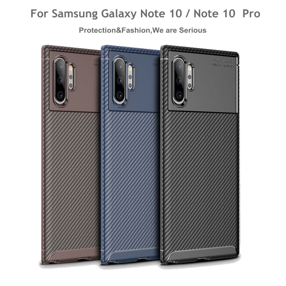 For Samsung Galaxy Note 10 Plus Carbon Fiber Rubber Case TPU Slim Matte Cover