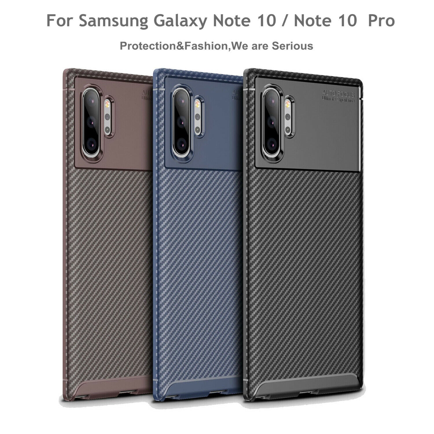 For Samsung Galaxy Note 10 Plus Carbon Fiber Rubber Case TPU Slim Matte Cover