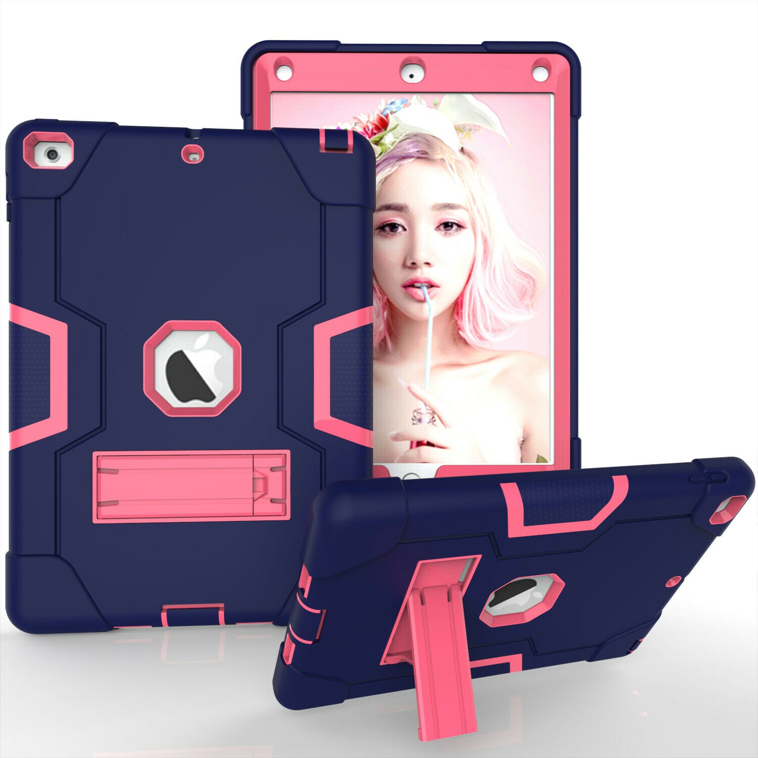 For iPad 7th Gen 10.2 2019 Case Shockproof Hybrid Rubber Tough Armor Stand Cover