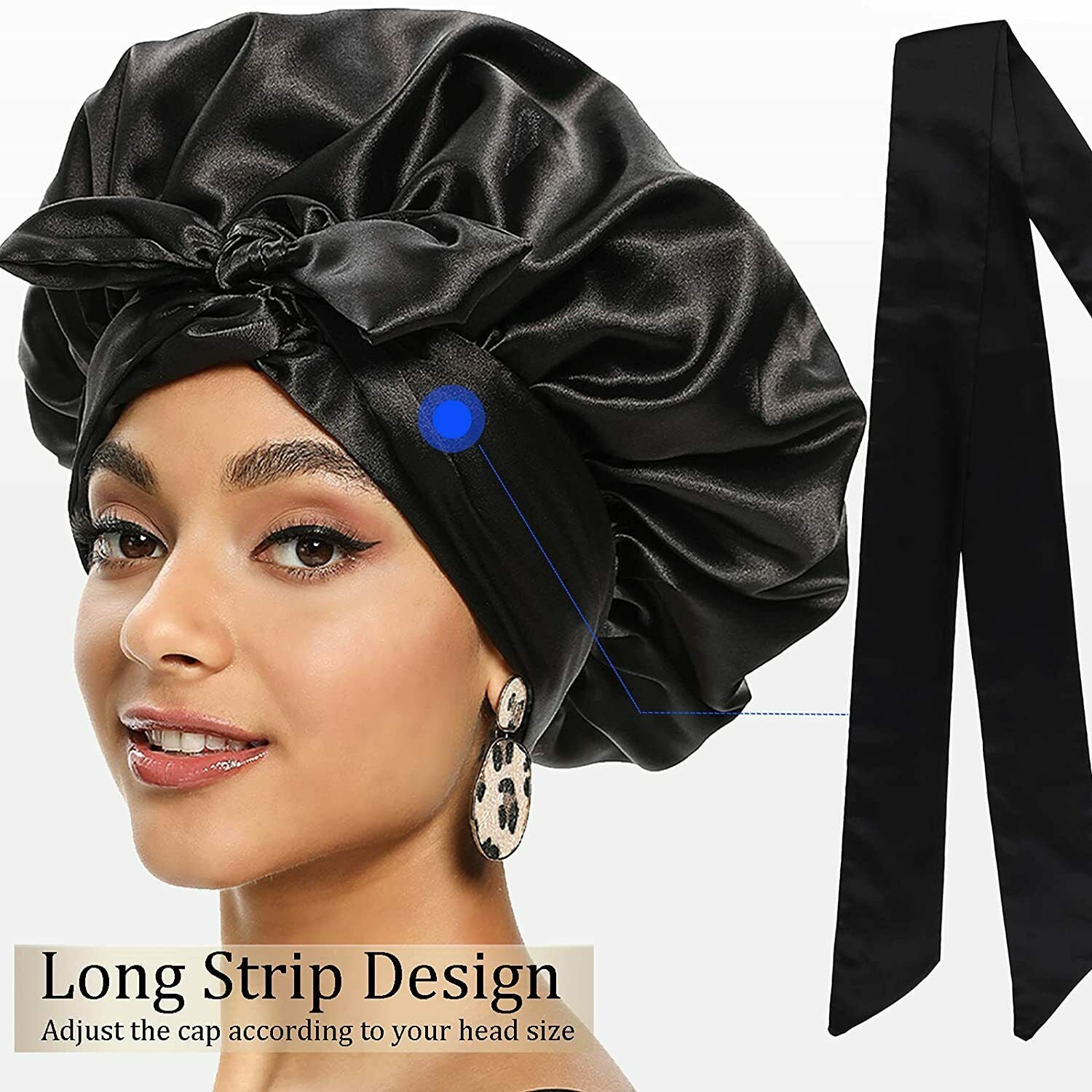 Sleeping Bonnet Hair Wrap Silk Satin Cap Women Elastic Night Soft Hat Headwear