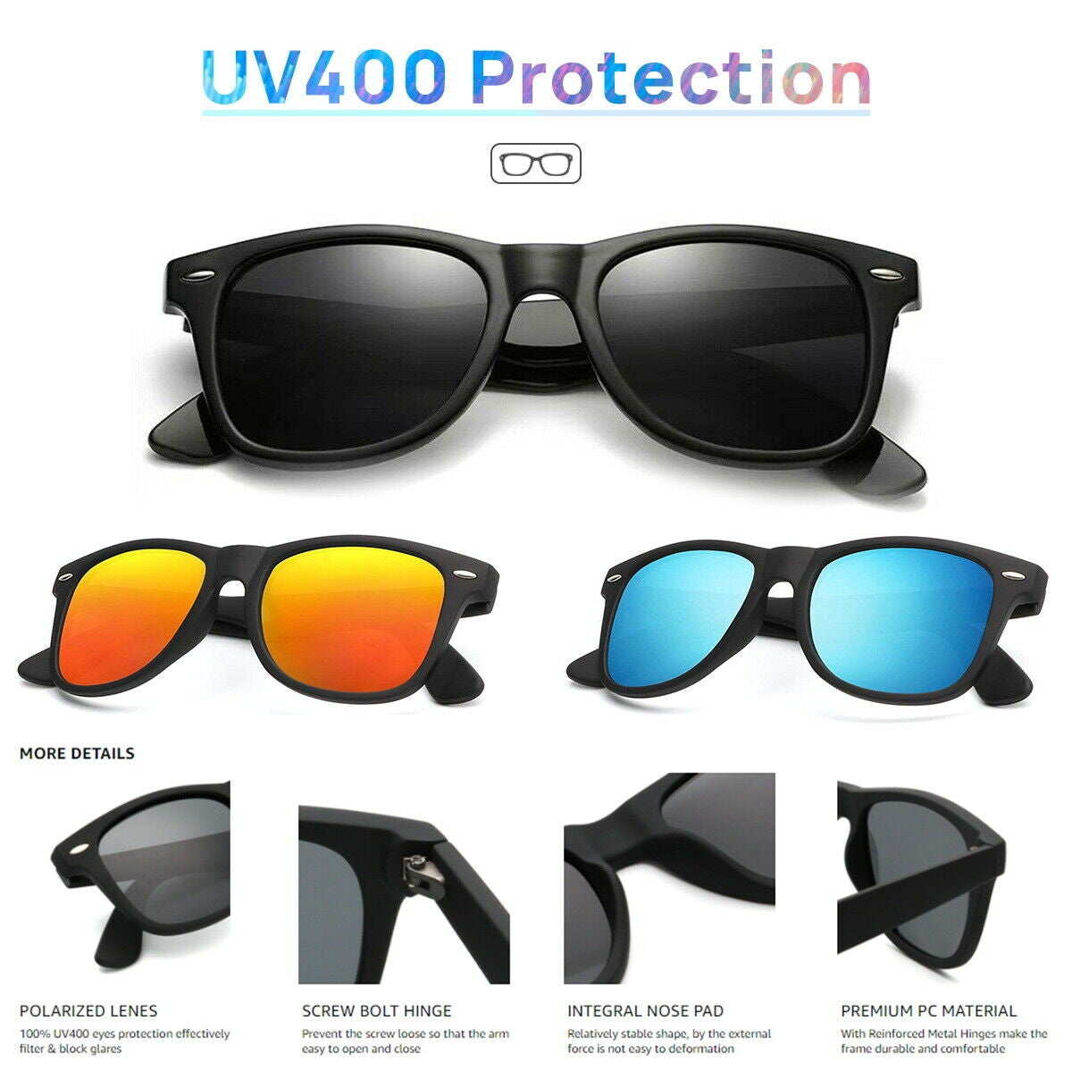 Polarized Mens Sunglasses Polarised Square Frame Sports Driving Glasses