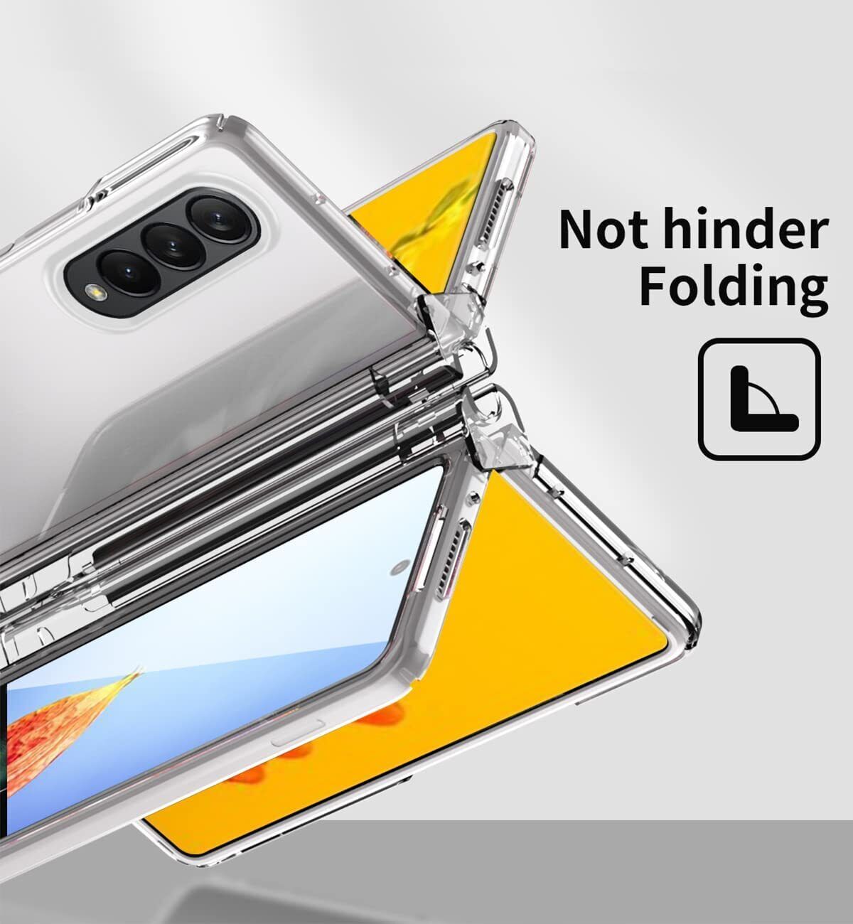 For Samsung Galaxy Z Fold 5 4 5G Case Clear Shockproof Cover Built-in S Pen Holder