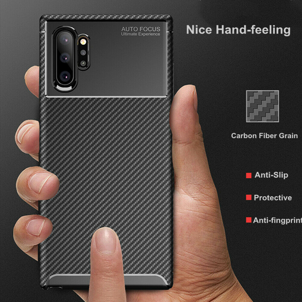For Samsung Galaxy Note 10 Plus Carbon Fiber Rubber Case TPU Slim Matte Cover