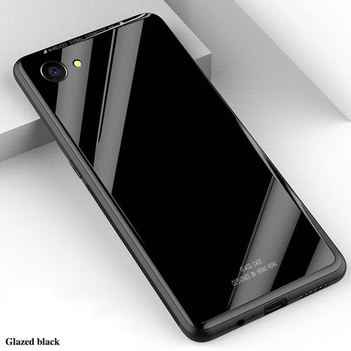 For OPPO AX5 Slim Case Cover Back Tempered Glass-Black/Red/Pink/White