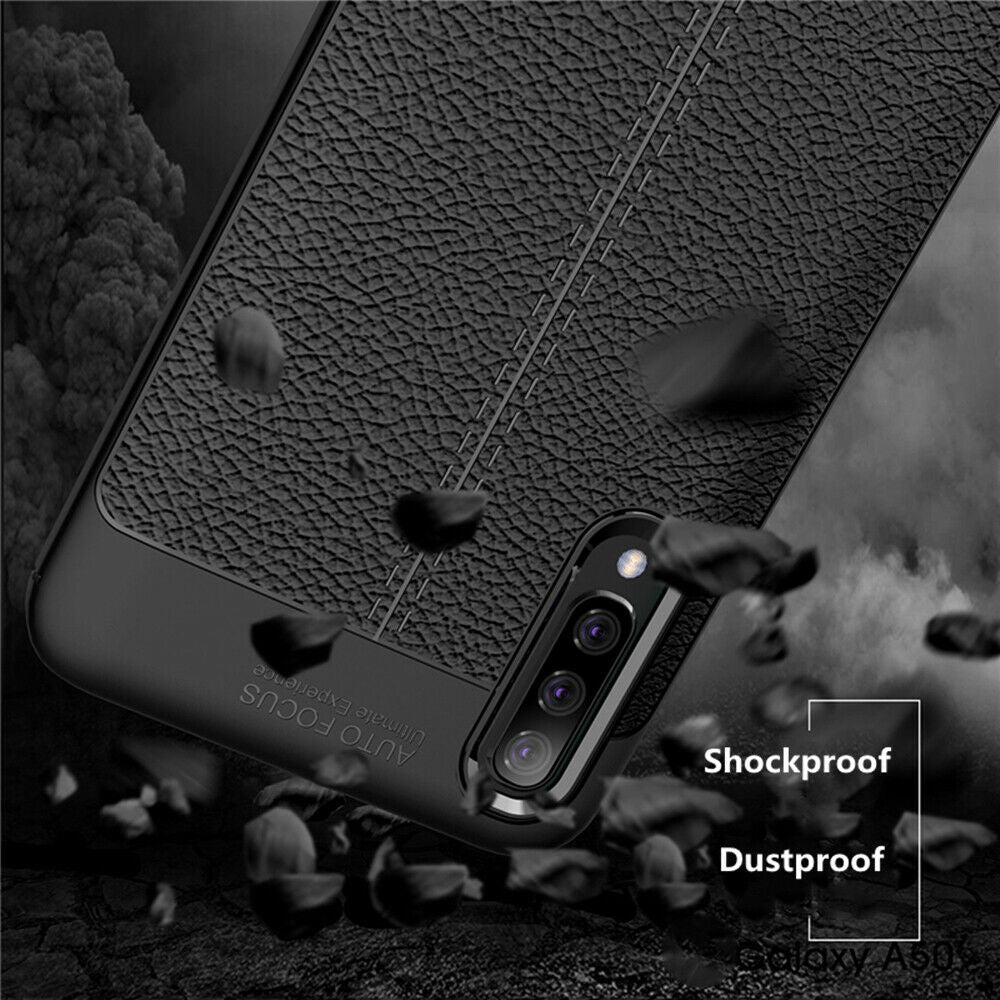 For Samsung A30 Luxury Ultra Slim Leather Rubber Shockproof Case Cover