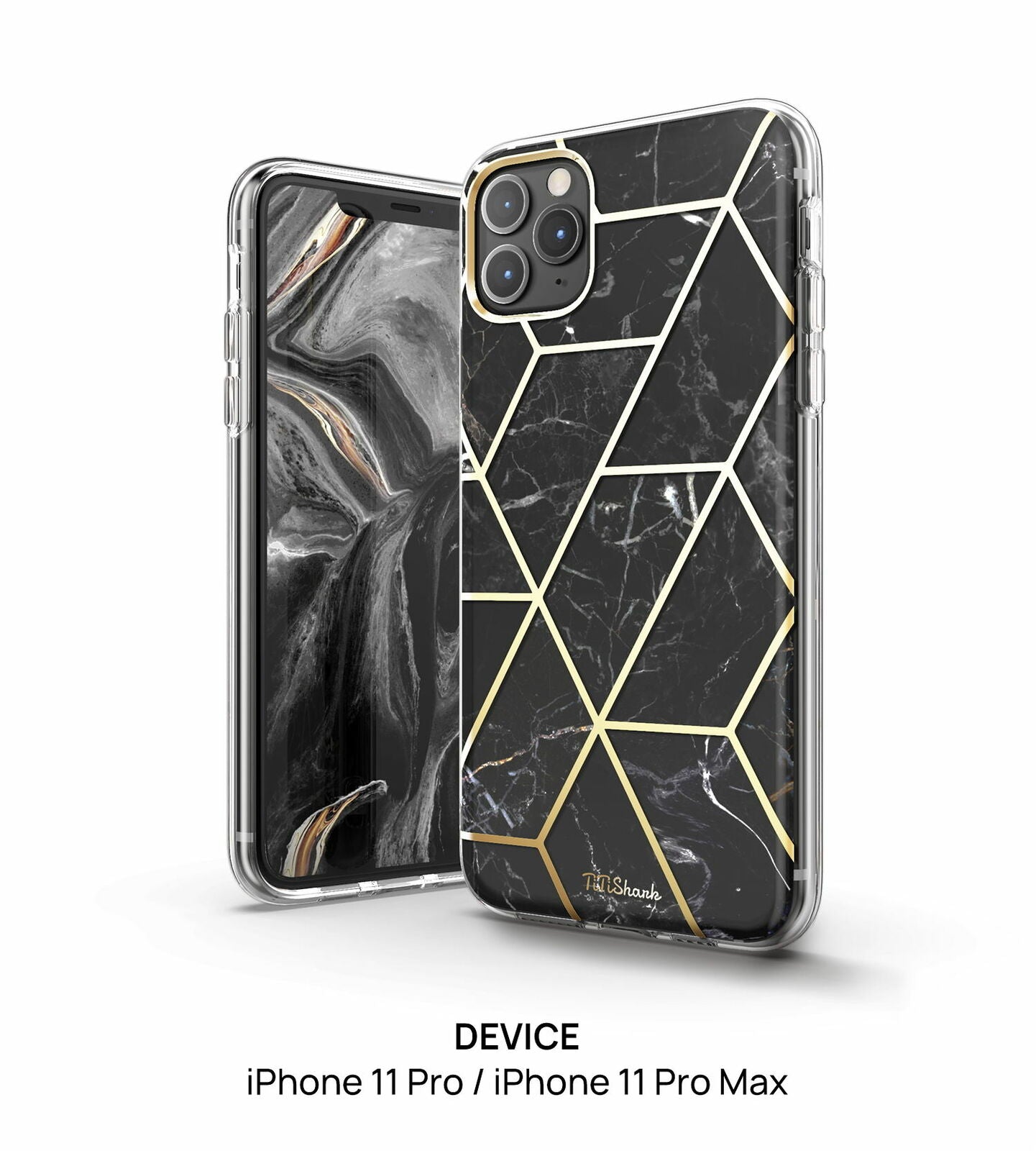 TiTiShark For iPhone 11/Pro/Max Case Clear Marble Shockproof Case